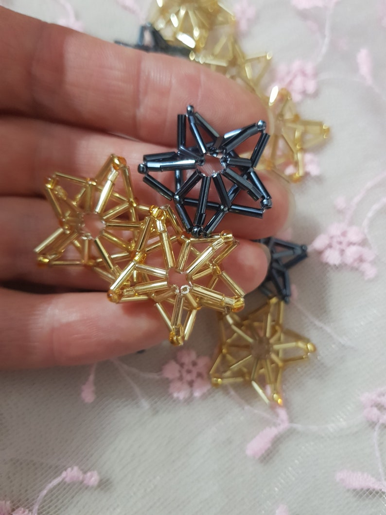 Star of Beads Tutorial Decor for Christmas Tree Christmas Tree Decorations Beading Stars of Beads Pattern Asterisk Beading image 4