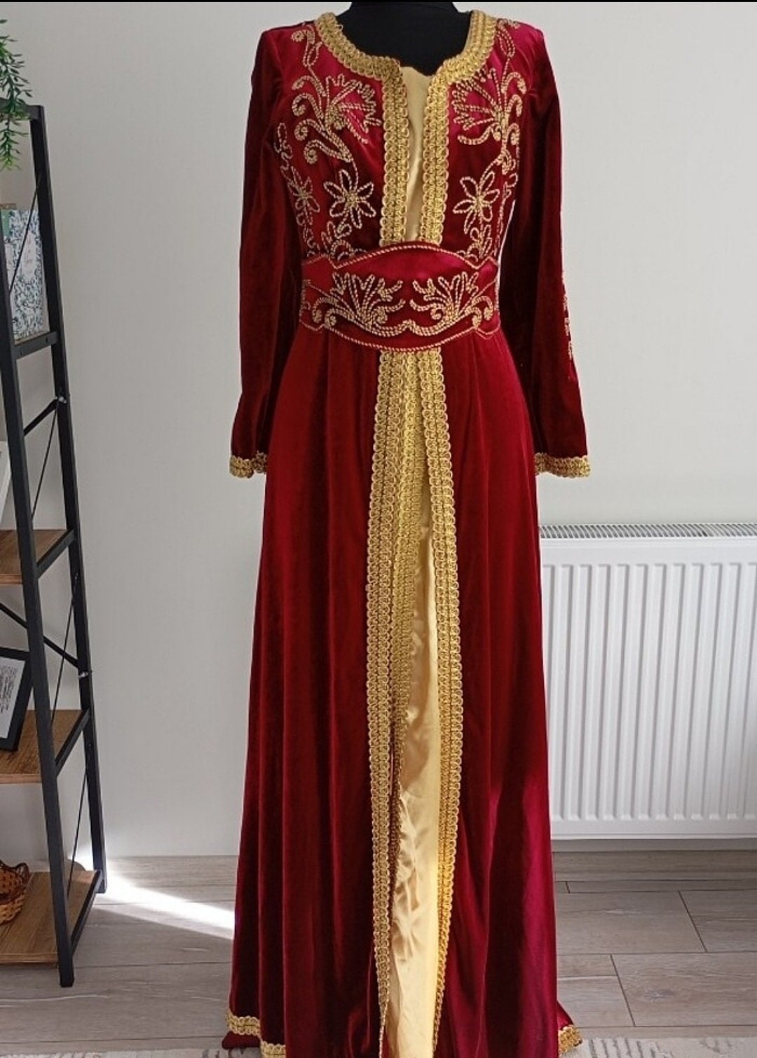 Buy Vintage Burgundy Velvet Turkish Wedding Dress: Ottoman Kaftan