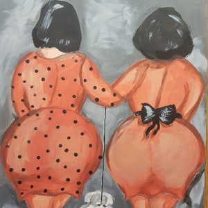 Girlfriends acrylic painting Lady with a dog BBW with a dog Original acrylic painting Gift for girlfriend Dvuhska with a dog Girlfriends bbw image 5