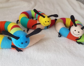 Plush Toy Worm with Horns Funny Fantasy Weirdo Wriggling Worm Plush Friend Colored Plush Worm