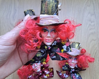 Mad Hatter Brooch Tea Party Alice in Wonderland Vintage style brooch Handcrafted brooch  Alice in Wonderland collection Hatter's brooch