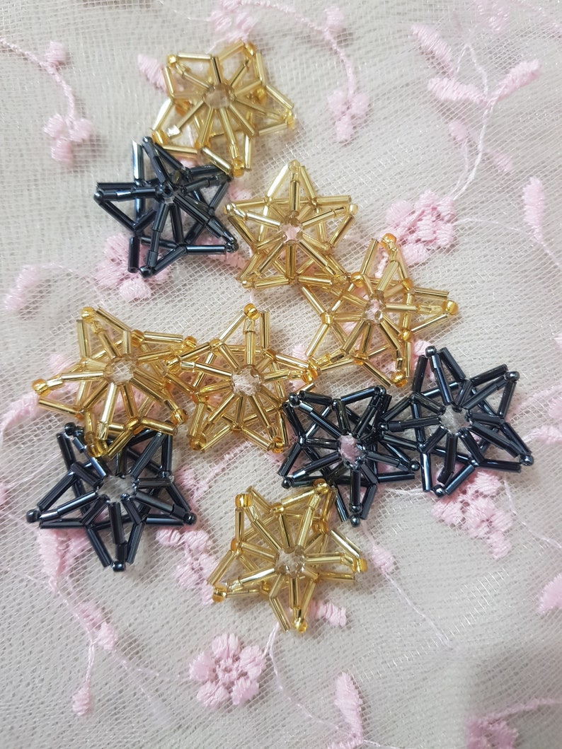 Star of Beads Tutorial Decor for Christmas Tree Christmas Tree Decorations Beading Stars of Beads Pattern Asterisk Beading image 1