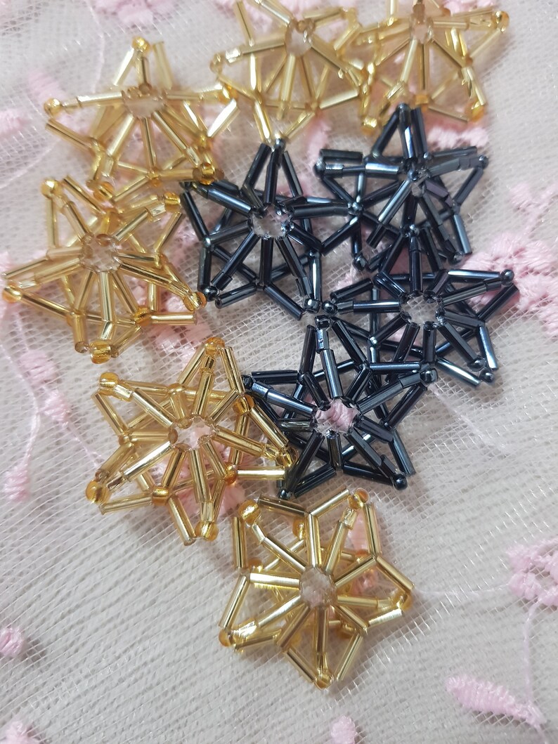 Star of Beads Tutorial Decor for Christmas Tree Christmas Tree Decorations Beading Stars of Beads Pattern Asterisk Beading image 6