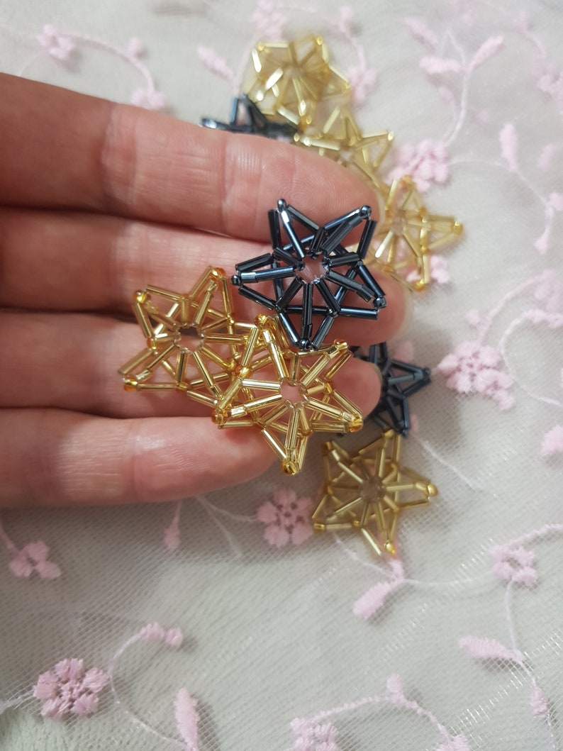 Star of Beads Tutorial Decor for Christmas Tree Christmas Tree Decorations Beading Stars of Beads Pattern Asterisk Beading image 3