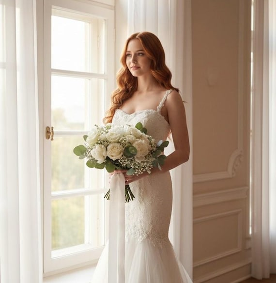 Vintage Wedding Dress XS-M Vintage Wedding Dress with straps Fishtail style Delicate Wedding Dress Wedding Dress Princess -Shoulder Dress Vintage Wedding Dress XS-M Vintage Wedding Dress with straps Fishtail style Delicate Wedding Dress Wedding Dress Princess -Shoulder Dress