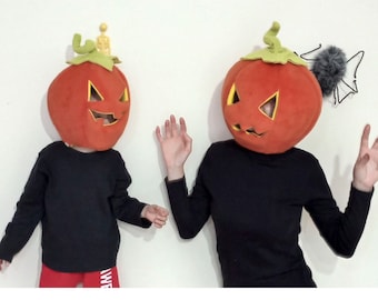 Fleece Pumpkin Mask: Handmade Halloween Costume, Party Prop