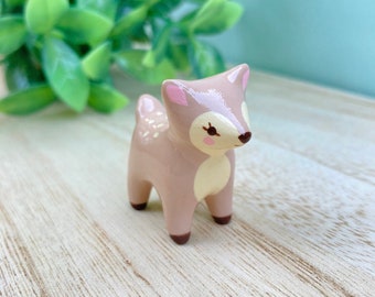Tiny Fawn Figurine, Clay Figurine, Miniature Baby Deer, Cute Desk Decor, Cute Fawn Gifts