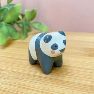 Panda Figurine, Clay Panda Bear, Cute Panda, Panda Decor, Cute Animal Gifts, Panda Lover, Handmade Figurine