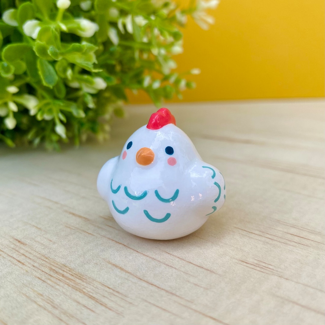 Cute Chicken Figurine, Clay Chicken, Chicken Gifts, Farm Animals