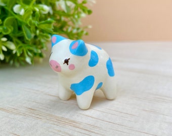 Cute Cow Figurine, Clay Figurine, Pastel Decor, Farm Animals, Cow Miniatures, Cow Gifts