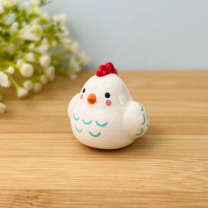 Mini Chicken Figurine, Handmade Chicken Sculpture, Polymer Clay Figure, Farm Animal Keepsake