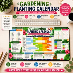 Gartenarbeit Pflanzkalender Schreibtischmatte, Gemüse Pflanzanleitung Mauspad