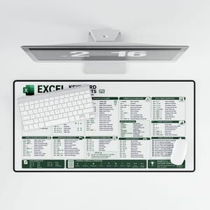 Excel Keyboard Shortcuts Desk Mat, Productivity Cheat Sheet Mouse Pad ...