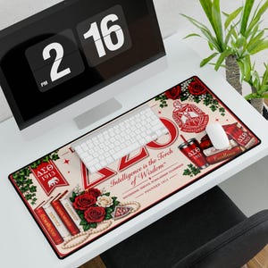 Personalized Delta Sigma Theta Sorority Desk Mat | Greek Letters Rose Crest image 5