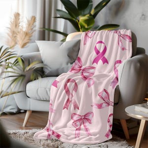 Fleecefilt för bröstcancermedvetenhet: Rosa bandet-present