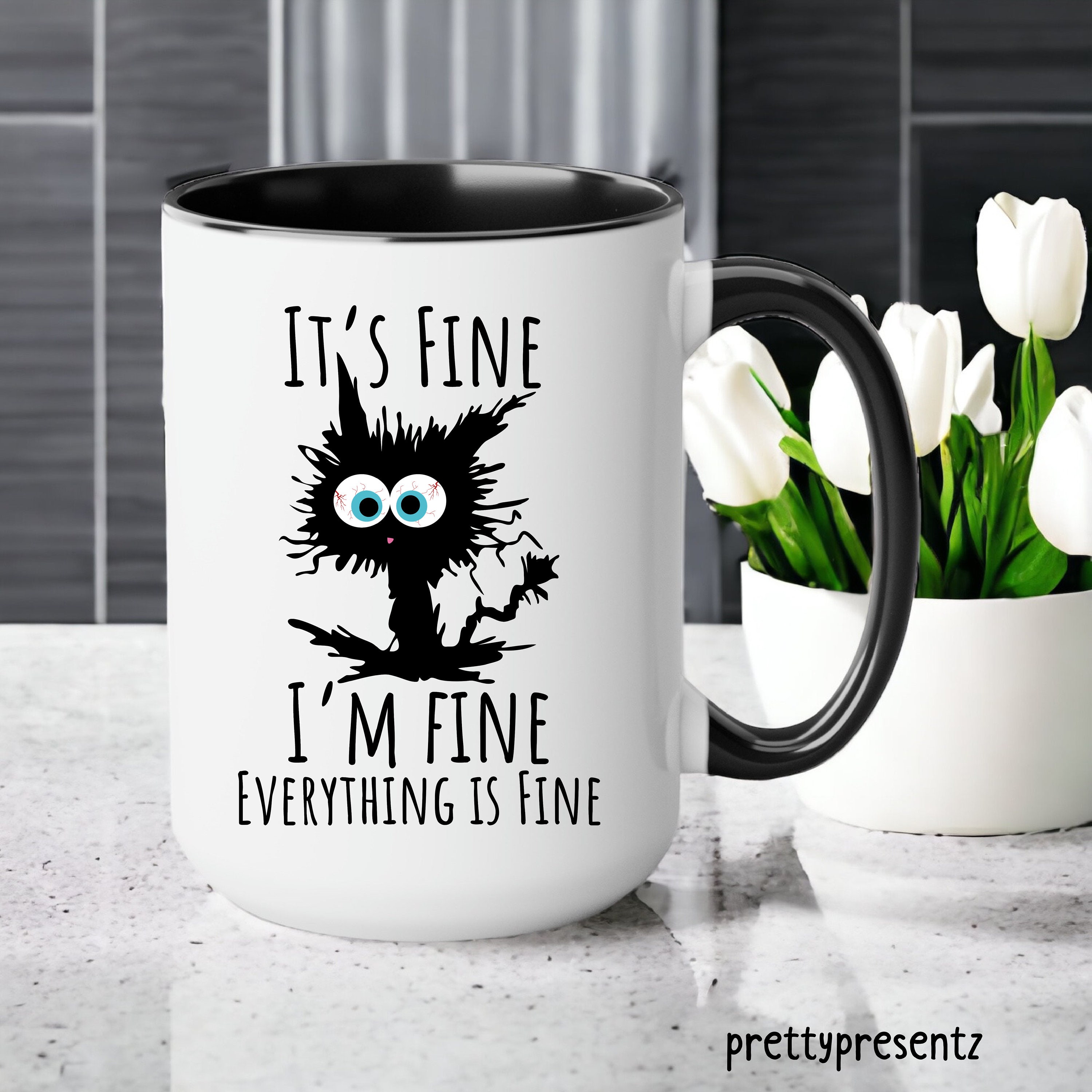  ThisFine this is fine mug,funy Mug Travel Coffee Mug