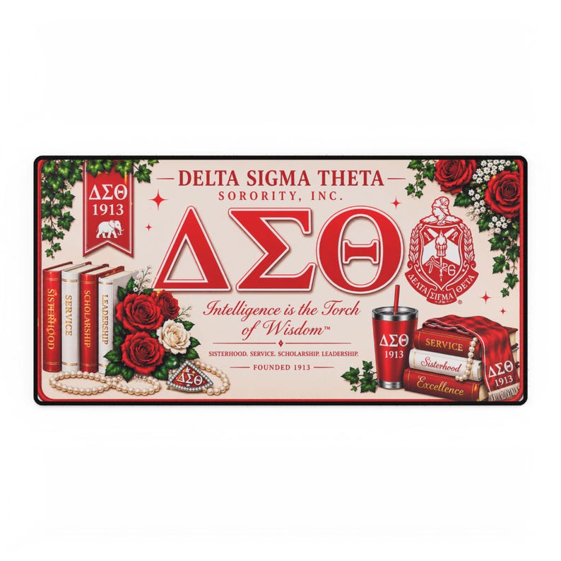 Personalized Delta Sigma Theta Sorority Desk Mat | Greek Letters Rose Crest image 8