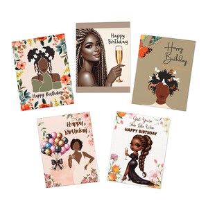 Pacchetto di biglietti d'auguri afroamericani, biglietti d'auguri multi-design stimolanti / perfetti per celebrazioni, affermazioni, compleanni, amicizia