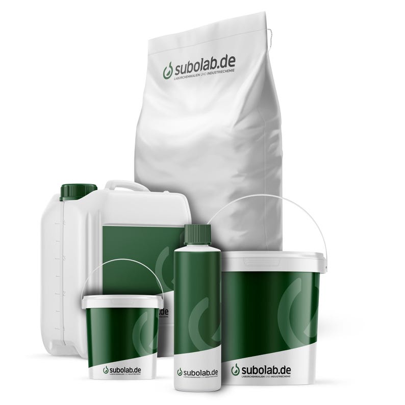 Puede incluir: Una colecci&oacute;n de contenedores de productos qu&iacute;micos industriales blancos y verdes. Los contenedores incluyen una bolsa grande, una jarra, una botella, un cubo y una tina peque&ntilde;a. Cada contenedor tiene el logotipo "subolab.de".