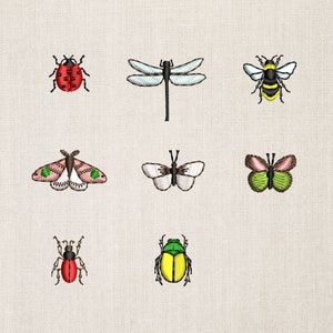Micro mini small beetles and butterflies 8 individual machine designs and 2 sets bee beetle butterfly moth dragonfly ladybug insect digital