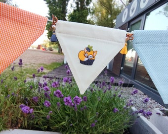 Flags bunting set with fox cupcake blueberry banner machine embroidery designs and tutorial