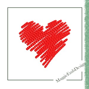 Puede incluir: Un coraz&oacute;n rojo dibujado con un dise&ntilde;o de l&iacute;neas garabateadas. El coraz&oacute;n est&aacute; delineado en negro y se coloca sobre un fondo blanco.