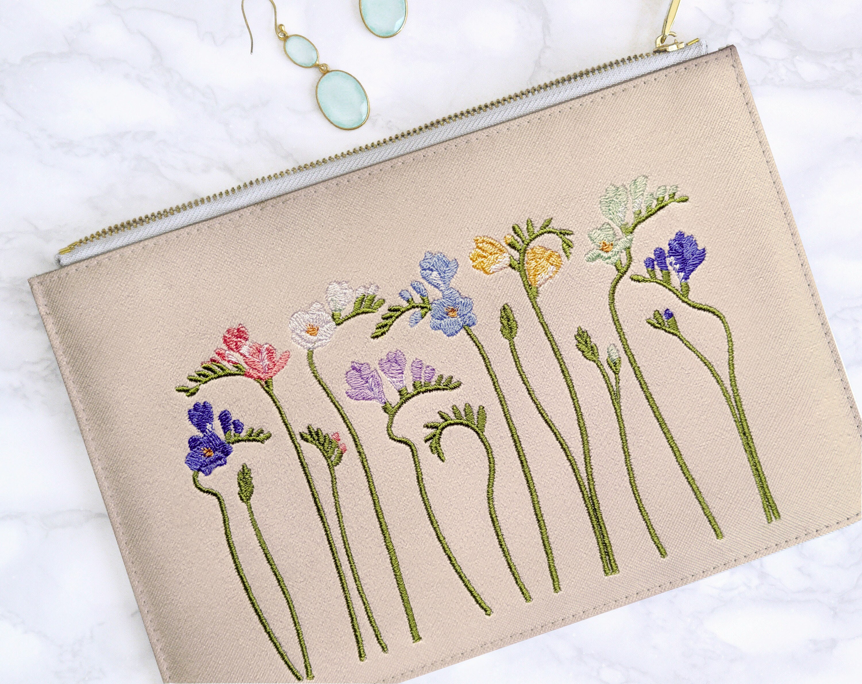 Spring Freesia Flower Machine Embroidery Flower Pattern