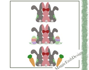 Easter Bunny With Carrots and Eggs design machine embroidery Instant download ZIP options 3 sizes 4