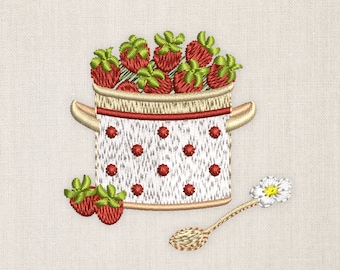Strawberries in a saucepan machine embroidery designs 2 sizes