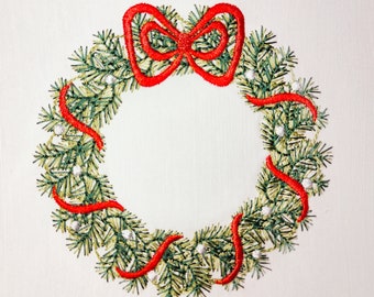 Wreath with ribbons christmas machine embroidery design