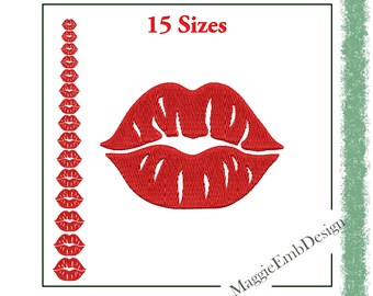 Lips Embroidery Design, Love, Machine Embroidery Design, Valentine's Day, 15 Sizes, Instant Download