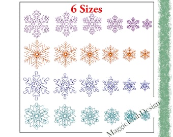 Snowflakes micro mini small 24 single machine embroidery designs, sizes from 0.59 thru 1.57 in