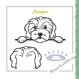 Maskinbroderidesign för Cavapoo hundansikte, digital nedladdning