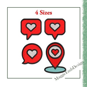 Icons Bundle, Icon Logos, Icon Karte, Herz-Chat innen, Stickmaschinendateien, 4 Designs, 4 Größen, Valentinstag, Geschenk, Stickrahmen 4"