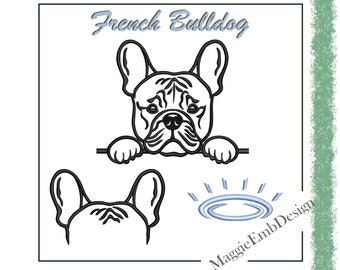 French bulldog Dog face machine embroidery design digital download