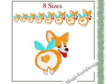 Corgi designs machine embroidery design 8 sizes digital download