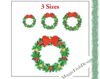 Christmas wreath machine embroidery design
