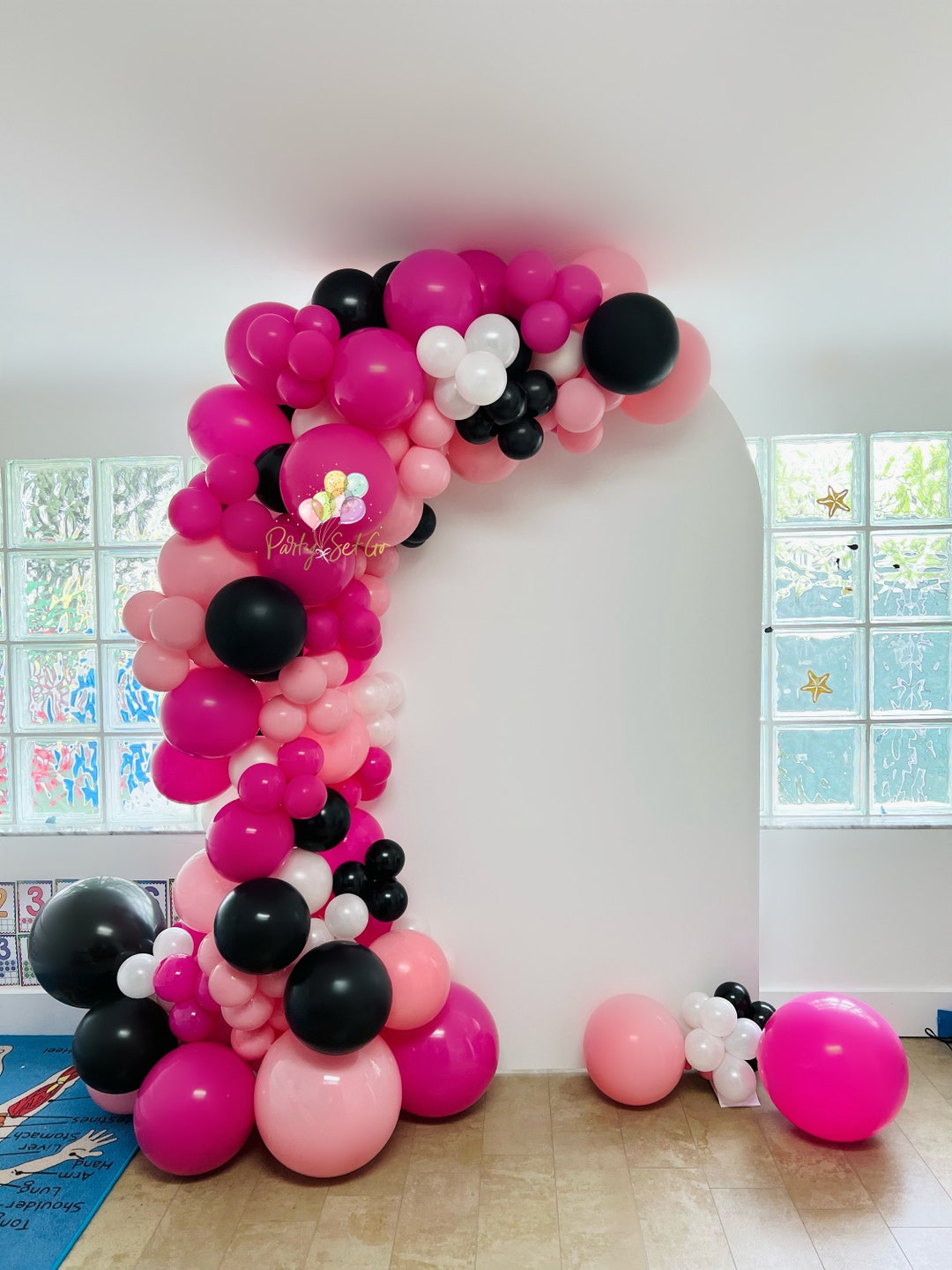 Balloon Garland DIY Kit / Paris Theme Balloons Fuchsia, Pink, Black and ...
