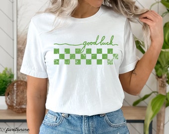 St. Patricks Day Shirt - Good Luck Schachbrettmuster