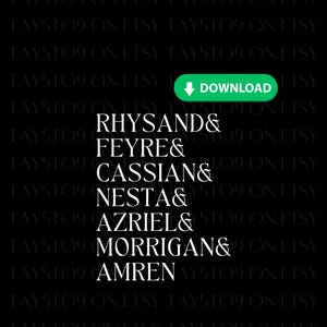 ACOTAR Character Names SVG & PNG Bundle | A Court of Thorns and Roses Inspired Digital Download | Great for Small Business or Personal Use