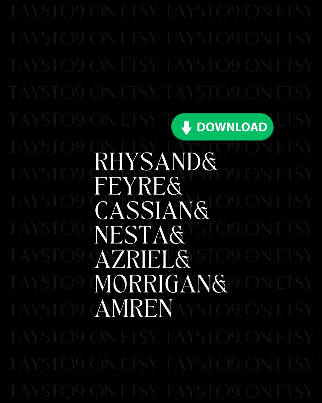 ACOTAR Character Names SVG & PNG Bundle | Digital Download - Etsy