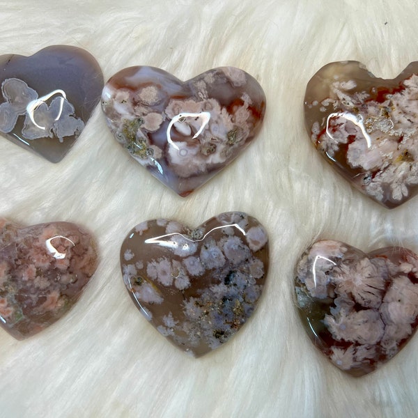 Flower Agate Healing Crystal Heart