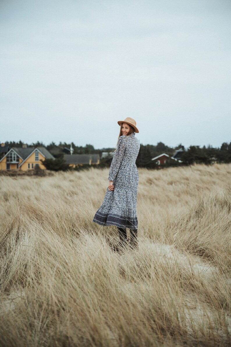 Block Print Boho Floral Maxi Dress