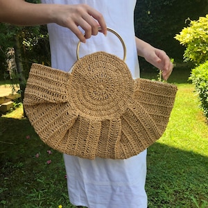 Straw Hand Woven Top Handle Bag, Crochet Rattan Design Bag, Stylish  Women Accessory, Unique Gift for Her