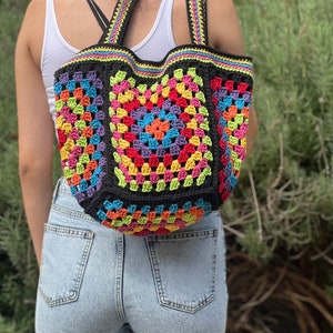 Nazar Tote Bag Mandala Crochet Bag Square Evil Eye Bag - Etsy
