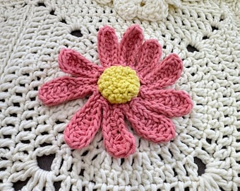 Swaddle Baby Blanket, Daisy Baby Blanket, Cotton Crochet Stroller, Handmade Newborn Gift, Toddler, Throw, Nursery Decor, Baby Shower Gift