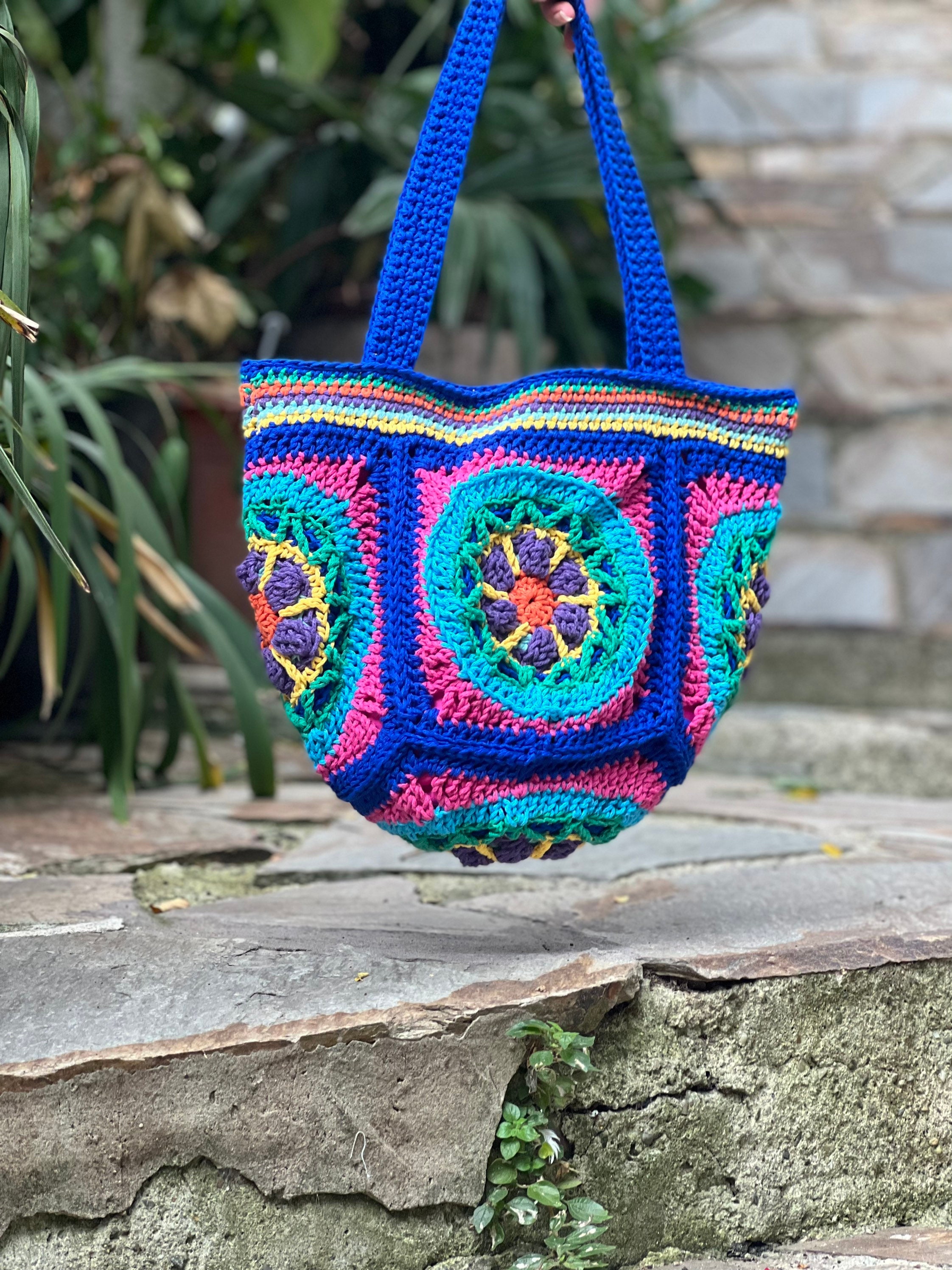 Mandala Tote Bag Crochet Granny Bag Stylish Y2K Handbag - Etsy