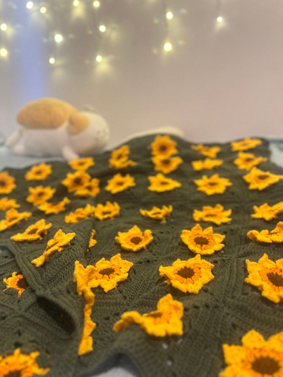 Sunflower Crochet Blanket Retro Granny Throw Unique Afghan Etsy