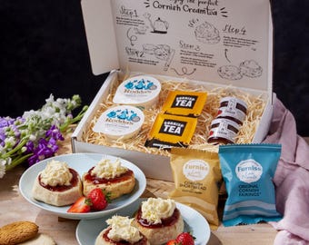 Cornish Cream Tea For 2 Hamper,  Birthday Gift, Food Hamper, Thank You Gift, Cream Tea Gift Box, Afternoon Tea Hamper