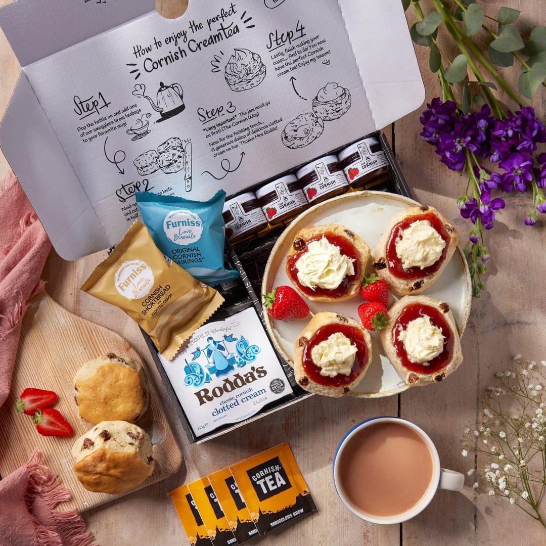 Deluxe Fruit Scone Cream Tea Hamper Gift Set With Cornish Clotted Cream ...